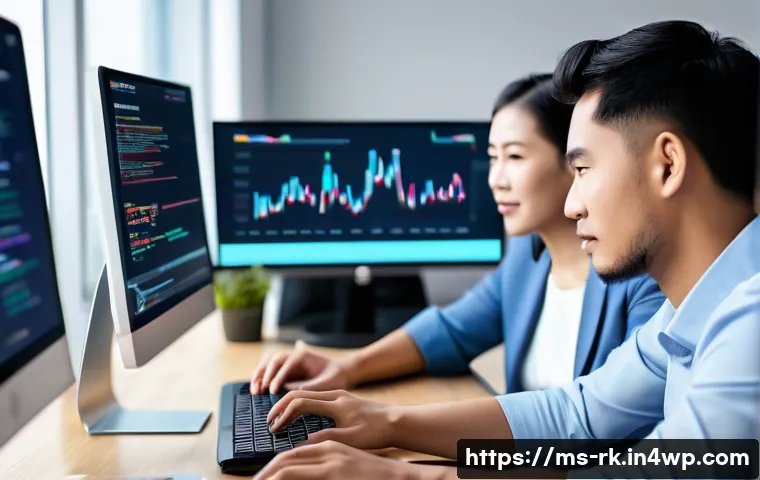 자바스크립트 성능 최적화를 위한 CDN 활용 - A modern Southeast Asian office environment featuring a diverse team of web developers collaborating...