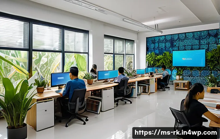 자바스크립트 성능 개선을 위한 라이브러리 선택 가이드 - A modern Malaysian software development office setting with diverse programmers collaborating on a J...