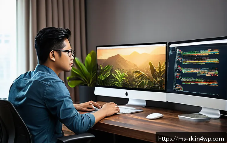 자바스크립트 성능 향상 실시간 데이터 업데이트 최적화 - A modern Malaysian software developer in a sleek, minimalist home office, focused on optimizing Java...