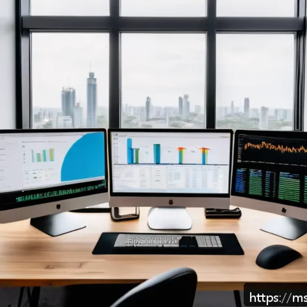 자바스크립트 성능 최적화를 위한 도구 소개 - A modern web developer workspace with multiple monitors displaying JavaScript performance analysis t...
