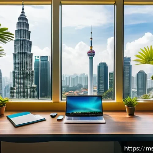 Home 30 자바스크립트 성능 개선을 위한 CLI 도구 활용 - A modern Malaysian software developer working at a sleek home office, focused on a large monitor dis...